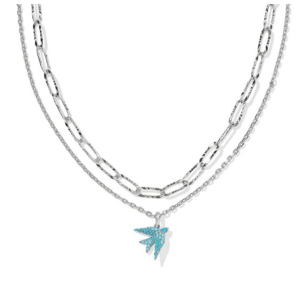 NEW Kendra Scott Melody Bird Silver Multi Strand Layered Necklace